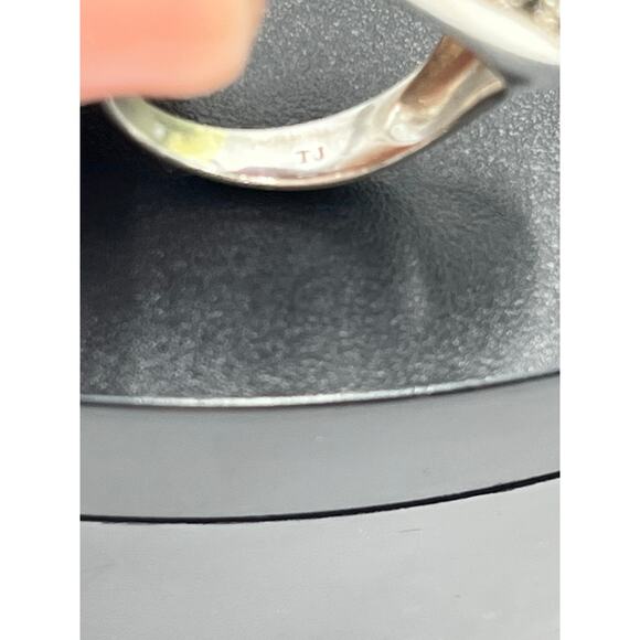 TJ 925 G Signed Designer Oval Sterling Silver Oval Filigree Ring Sz 7.5 - Picture 4 of 12